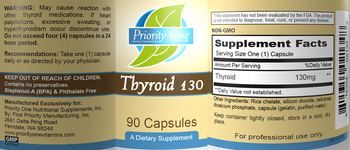 Priority One Nutritional Supplements Thyroid 130 - supplement