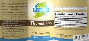 Priority One Nutritional Supplements Thyroid 300 - supplement