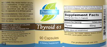 Priority One Nutritional Supplements Thyroid 65 - supplement