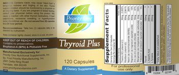 Priority One Nutritional Supplements Thyroid Plus - supplement