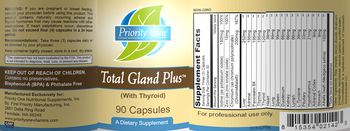 Priority One Nutritional Supplements Total Gland Plus - supplement