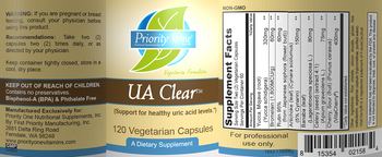 Priority One Nutritional Supplements UA Clear - supplement
