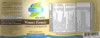 Priority One Nutritional Supplements Women's Formula (No Iron) - supplement
