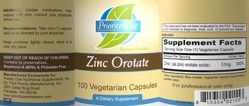 Priority One Nutritional Supplements Zinc Orotate - supplement
