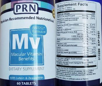 PRN Physician Recommended Nutriceuticals Mv Macular Vitamin Benefits - supplement