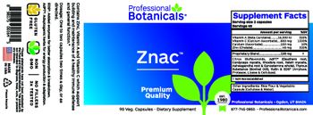 Professional Botanicals Znac - supplement