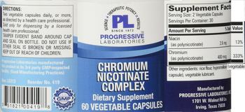 Progressive Laboratories Chromium Nicotinate Complex - supplement
