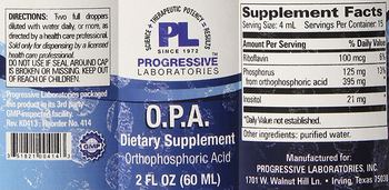 Progressive Laboratories O.P.A. - supplement