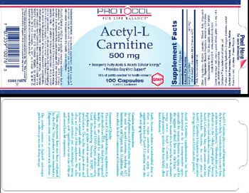 Protocol For Life Balance Acetyl-L Carnitine 500 mg - supplement