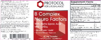 Protocol For Life Balance B Complex Neuro Factors - supplement