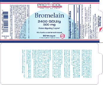 Protocol For Life Balance Bromelain 240 GDU/g 500 mg - supplement