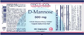 Protocol For Life Balance D-Mannose 500 mg - supplement