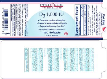 Protocol For Life Balance D3 1,000 IU - supplement