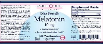 Protocol For Life Balance Extra Strength Melatonin 10 mg - supplement