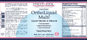 Protocol For Life Balance Iron-Free OrthoLiquid Multi Liquid Vitamin & Mineral Tropical Orange Flavor - supplement