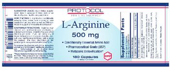 Protocol For Life Balance L-Arginine 500 mg - supplement