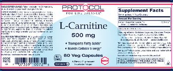 Protocol For Life Balance L-Carnitine 500 mg - supplement