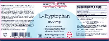 Protocol For Life Balance L-Tryptophan 500 mg - supplement