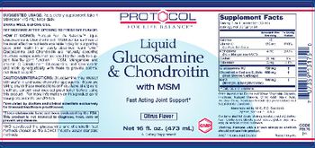 Protocol For Life Balance Liquid Glucosamine & Chondroitin with MSM Citrus Flavor - supplement