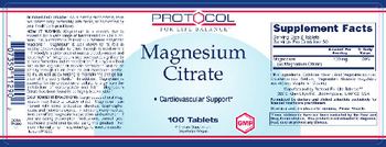 Protocol For Life Balance Magnesium Citrate - supplement