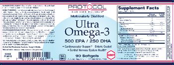 Protocol For Life Balance Molecularly Distilled Ultra Omega-3 500 EPA / 250 DHA - supplement