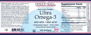 Protocol For Life Balance Molecularly Distilled Ultra Omega-3 500 EPA / 250 DHA - supplement
