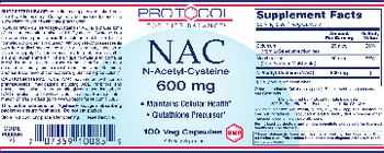 Protocol For Life Balance NAC N-Acetyl-Cysteine 600 mg - supplement