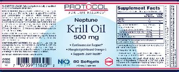 Protocol For Life Balance Neptune Krill Oil 500 mg - supplement