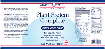 Protocol For Life Balance Plant Protein Complete Natural Vanilla Flavor - 