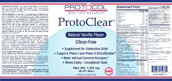 Protocol For Life Balance ProtoClear Natural Vanilla Flavor - supplement