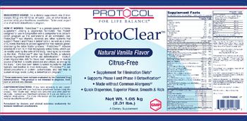 Protocol For Life Balance ProtoClear Natural Vanilla Flavor - supplement