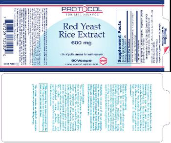 Protocol For Life Balance Red Yeast Rice Extract 600 mg - supplement