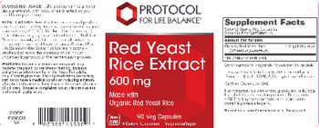 Protocol For Life Balance Red Yeast Rice Extract - supplement