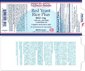 Protocol For Life Balance Red Yeast Rice Plus 600 mg - supplement