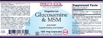 Protocol For Life Balance Vegetarian Glucosamine & MSM - supplement