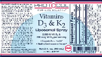 Protocol For Life Balance Vitamins D3 & K2 Liposomal Spray - supplement