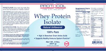 Protocol For Life Balance Whey Protein Isolate Natural Unflavored - supplement