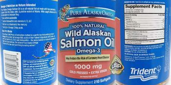 Pure Alaska Omega 100% Natural Wild Alaskan Salmon Oil 1000 mg - supplement