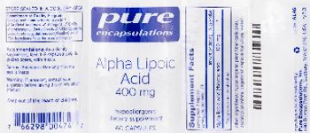 Pure Encapsulations Alpha Lipoic Acid 400 mg - supplement