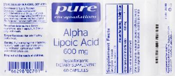 Pure Encapsulations Alpha Lipoic Acid 600 mg - supplement