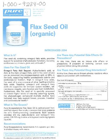 Pure Encapsulations Flax Seed Oil (Organic) - hypoallergenic supplement