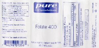 Pure Encapsulations Folate 400 - hypoallergenic supplement