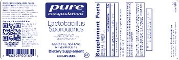 Pure Encapsulations Lactobacillus Sporogenes - supplement