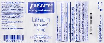 Pure Encapsulations Lithium (Orotate) 5 mg - supplement