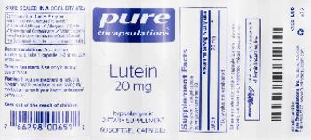 Pure Encapsulations Lutein 20 mg - supplement