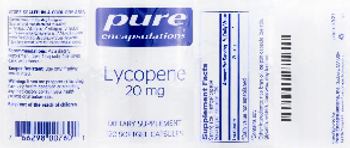 Pure Encapsulations Lycopene 20 mg - supplement