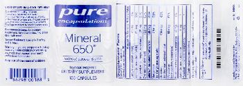 Pure Encapsulations Mineral 650 (without Copper & Iron) - supplement