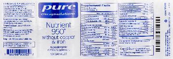 Pure Encapsulations Nutrient 950 without Copper & Iron - supplement