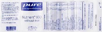 Pure Encapsulations Nutrient 950 without Iron - supplement