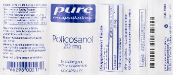 Pure Encapsulations Policosanol 20 mg - supplement